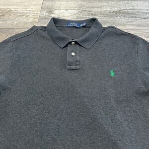Polo Ralph Lauren Gray Mens XL Green Pony Cotton Short Sleeve Polo Shirt Preppy